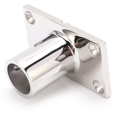 Imagen del producto de Base para soporte vertical, accesorio para barandilla, base rectangular para embarcaciones, base para elementos de fijación marítima, base redonda de 90 grados, base de acero inoxidable para barcos