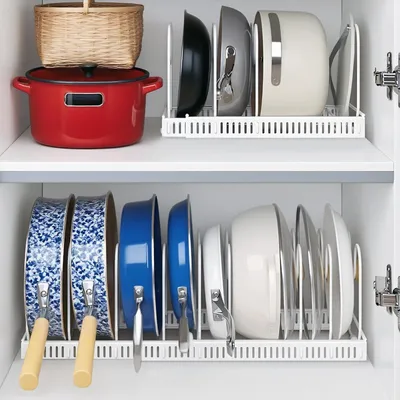 Image de Omgoods - Support extensible pour couvercles de casseroles avec 10 séparateurs réglables