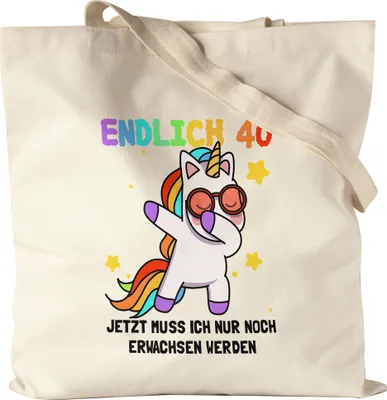 Produktbild von Endlich 40 Jutebeutel Geburtstag Einhorn Lustig Spruch Frauen Geschenkidee Mädchen 40. Geburtstag 40 Jahre