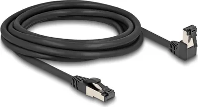 Productafbeelding van Delock RJ45 netwerkkabel Cat.8.1 S/FTP, 90 graden gebogen / recht, 3 meter, zwart