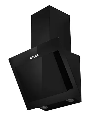 A black kitchen hood is shown against a white background.