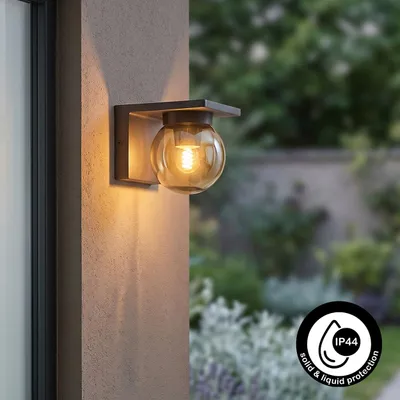 Produktbild von Schluderbach moderne Wandlampe aus Metall/Glas in Anthrazit/Rauchfarben