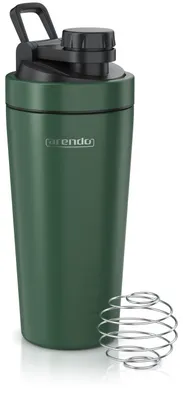 Produktbild von Arendo Protein Shaker Edelstahl, Eiweißshaker 750 ml, verschließbar, bruchfest, BPA-frei, Edelstahl, auslaufsicher, spülmaschinengeeignet, mit Tragegriff und Mixball, dunkelgrün