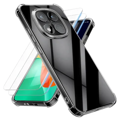 Produktbild von kwmobile Hülle kompatibel mit Xiaomi Redmi Note 15 Pro 5G Case - Handyhülle mit 2x Glas Schutz Folie - TPU Cover Handyhülle in Transparent