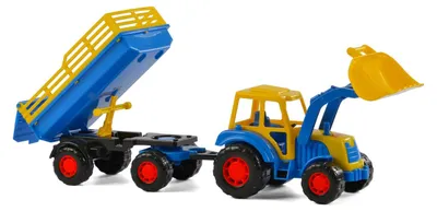 Image de Tracteur Cavallino avec chargeur frontal et remorque Bleu