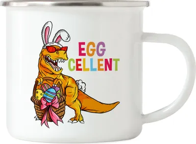 Produktbild von Egg-Cellent Emaille Tasse Dino Dinosaurier Ostergeschenk T-Rex