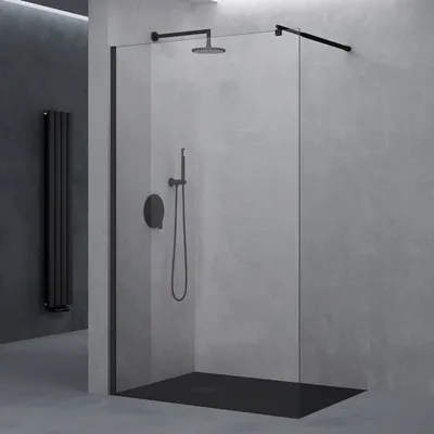 Produktbild von doporro Luxus Duschwand für Dusche Duschabtrennung 50x200cm Schwarz Walk-In Dusche 10mm ESG-Sicherheitsglas Klarglas inkl. Nanobeschichtung Bremen02K