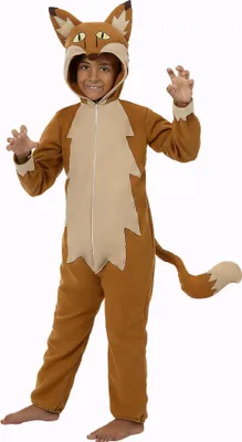 A child wearing a fox costume.