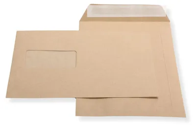 Produktbild von Versandtaschen DIN B5 braun mit Fenster, haftklebend 200 Stück
