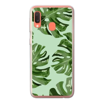 Produktbild von MuchoWow® Handyhülle Schutzhülle Hülle für Samsung Galaxy A20e Blätter - Tropisch - Pastell Silikon Softcase Handy Hülle - Abdeckung
