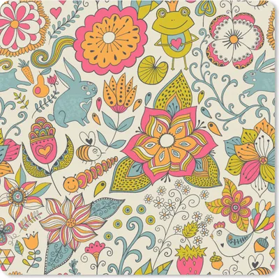 Produktbild von MuchoWow® Mauspad Mousepad Mädchen - Kaninchen - Frosch - Muster - Mädchen - Kinder - Kinder - Kind 20x20 cm - Mousepads - Maus Mat - Pad - Mausunterlage - Desk Mat - Bureauartikeln