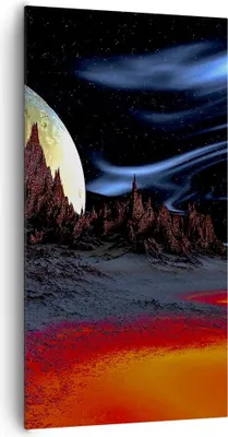Produktbild von Bild auf Leinwand - Leinwandbild - Planeten Mond Universum - 65x120cm - Wand Bild - Wanddeko - Leinwanddruck - Bilder - Kunstdruck - Wanddekoration - Leinwand bilder - Wandkunst - PA65x120-2346