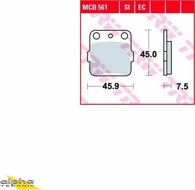 Produktbild von TRW Bremsbelagsatz MCB561 YZ80 KX100 CRF150R KE03 RM250 DVX400