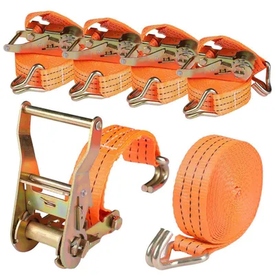 Immagine prodotto di Cinghie di fissaggio con ratrapante e gancio, confezione da 4 pezzi, lunghezza 6 metri, larghezza 40 mm, capacità di carico 3000 kg, per il fissaggio del carico durante il trasporto