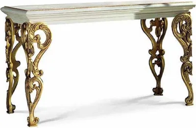 Produktbild von Casa Padrino Luxus Barock Massivholz Konsole Weiß / Gold 140,5 cm - Barock Möbel -  Italy