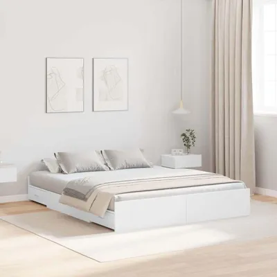 Image de Maison Exclusive - Cadre de lit avec rangement avec tête de lit Blanc 150 x 200 cm