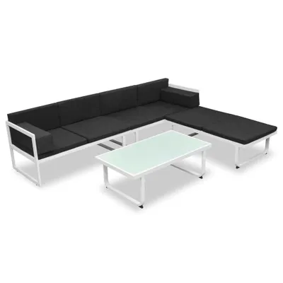 Produktbild von 4-tlg. Garten-Lounge-Set mit Auflagen Aluminium Schwarz