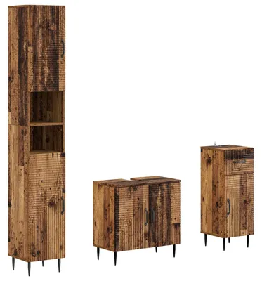 Immagine prodotto di Sistema di mobili da bagno a 3 pezzi, modello HAARLEM, realizzato in legno composito