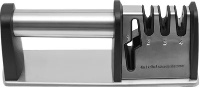 Produktbild von Messerschärfer - 4-stufiges Schärfgerät - Für Messer und Scheren - Keramik/Diamant/Wolframstahl - Edelstahl - Größe M