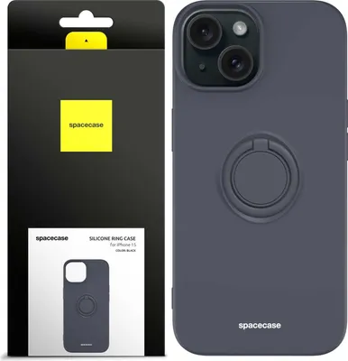Immagine prodotto di Custodia in silicone SPACECASE Custodia ad anello in silicone per iPhone 15 Nero