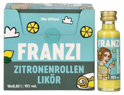 Produktbild von Franzi Zitronenrollen Likör 15% Vol. 16x0,02l