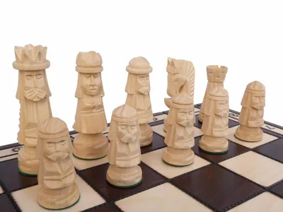 Produktbild von Edles grosses Schach Schachspiel 50 x 50 cm HANDGESCHNITZT NEU Holz