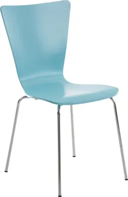 Produktbild von CLP Besucherstuhl Aaron mit ergonomisch geformten Holzsitz und Metallgestell hellblau