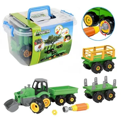 Produktbild von Toi-toys Traktor mit Anhänger Diy Grün - 45 cm
