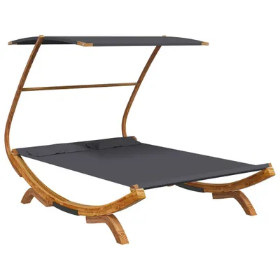 Produktbild von Sonnenliege mit Dach 165x203x138 cm Bugholz Massiv Anthrazit