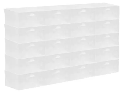 Produktbild von Schuhboxen - 20er Set Aufbewahrungsboxen - Klappdeckel - Stapelbar - Rechteckig - PP-Kunststoff - Platzsparend - Transparent
