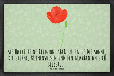Produktbild von Mr. & Mrs. Panda Schmutzfangmatte Blume Mohnblume 60 x 90 cm - Blattgrün - Geschenk, fußmatte, Schmutzmatte, Motivation, Schmutzfänger, Fussmatte, Selbstliebe, Garten