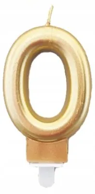 Produktbild von GoDan Geburtstagskerze Gold Ziffer 0 metallisiert