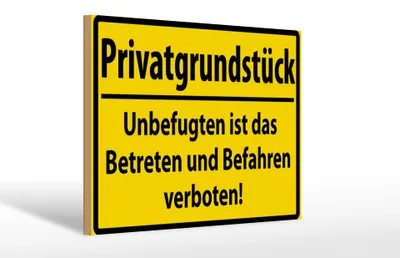 Produktbild von Holzschild Warnschild 30x20cm Privatgrundstück