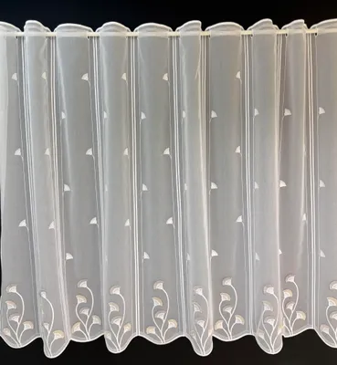 Produktbild von Gardinen Kranzusch Scheibengardine Fächerblume als Franse 100x1431 cm H/B weiß beige natur Bistrogardine Vorhang Küche 1er Pack