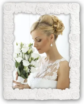 Produktbild von ZEP Hochzeit-Fotogestell Annecy, 13x18 cm, Polyharz, Rosenapplikation, weiß