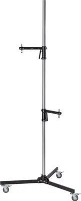 Produktbild von Walimex pro Rollstativ 223 cm, Blitzstativ belastbar bis 12 kg, Studiostativ mit zwei verschiebbaren Klemmhaltern, Lampenstativ mit stabilen Rollen ideal zur Befestigung von Studio-Equipment