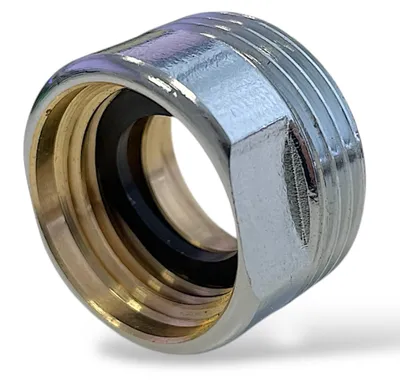 Produktbild von Adapter Armatur Wasserhahn Messing verchromt 1/2" IG x 3/4" AG inkl. Dichtung