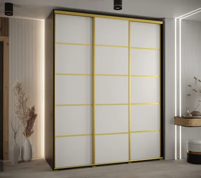 Obrázek produktu pro Šatní skříň ASIRI 4 - 190/60 cm, černá / bílá / zlatá