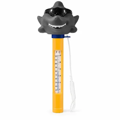 Produktbild von Schwimmendes Poolthermometer Hai, digitales Wasserthermometer, bruchsicher mit Seil, für Pool & Whirlpool innen und außen