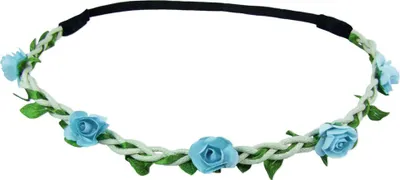 Produktbild von Blumen Haarband "Bella" mit kleinen Rosen | Hellblau