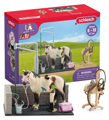 Produktbild von Horse Club 42104 11-Teiliges Pferde Spielzeug Set für Mädchen und Jungen ab 5 Jahren Spielset mit Pferdestall Waschplatz Stall Pferd Reiterin und Pferde