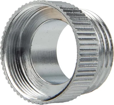 A close-up studio shot of a metal adapter fitting.