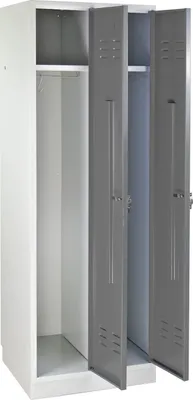 Produktbild von Garderobenschrank Ermine mit 2 Türen | HxBxT 178x60x50cm | Lichtgrau/Grau