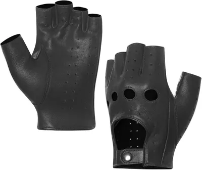 Produktbild von Halbfinger-Lederfahrhandschuhe für Männer, gefüttert, aus Lammleder (GM032EU)