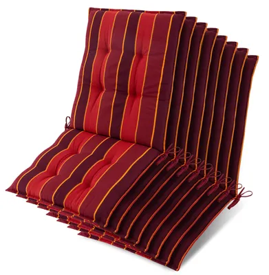Produktbild von Beautissu 8er Set Sun-NL Niederlehner Auflage 105x50x8cm Rot-Gestreift