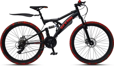 Produktbild von WYNN Mountainbike Fully 26 Zoll FLY1.0 schwarz-rot Rahmenhöhe 46 cm Damen Herren 21 Gänge mech. Scheibenbremse