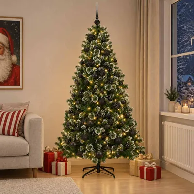 Obrázek produktu pro Umělý vánoční stromek s ozdobami, výška 210 cm, 300 LED diod