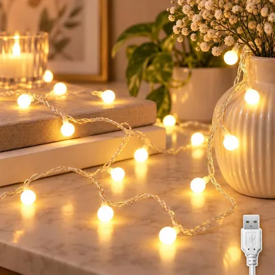 Produktbild von Lichterkette – USB-Lichterkette – 7 Meter – 40 LEDs – Batteriebetrieben – Wasserdicht – Dekorativer Lichtvorhang für den Innenbereich