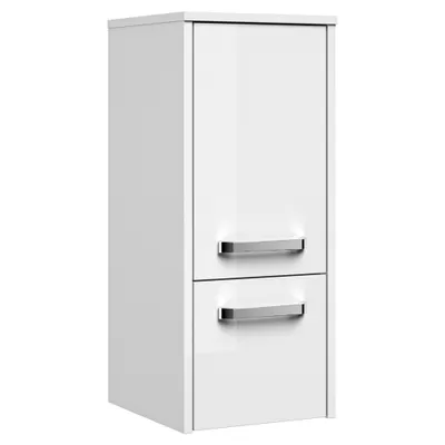 Produktbild von Badezimmer-Seitenschrank FES-3050-66 Front und Korpus in Hochglanz weiß - B/H/T: 30/72/33cm