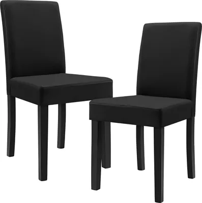 Image de Chaise de salle à manger 'Hamburg' (lot de 2) Chaise rembourrée en similicuir pieds en bois noir